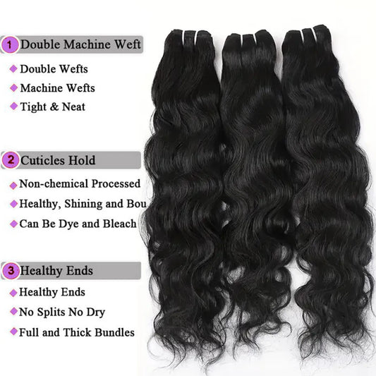 12A Brazilian Natural Wave Wet and Wavy Weave Bundles 100% Virgin Human Hair Extensions 4 Bundles Deal Cheveux Humain Bundles