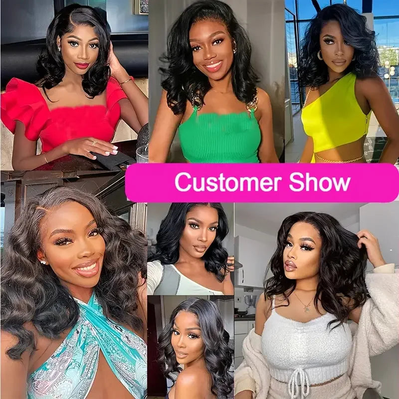 Glueless Wigs Human Hair Body Wave Lace Front Wig Tissage Humain Hair HD Transparent Perruques Cheveux Humains Wear And Go Bob