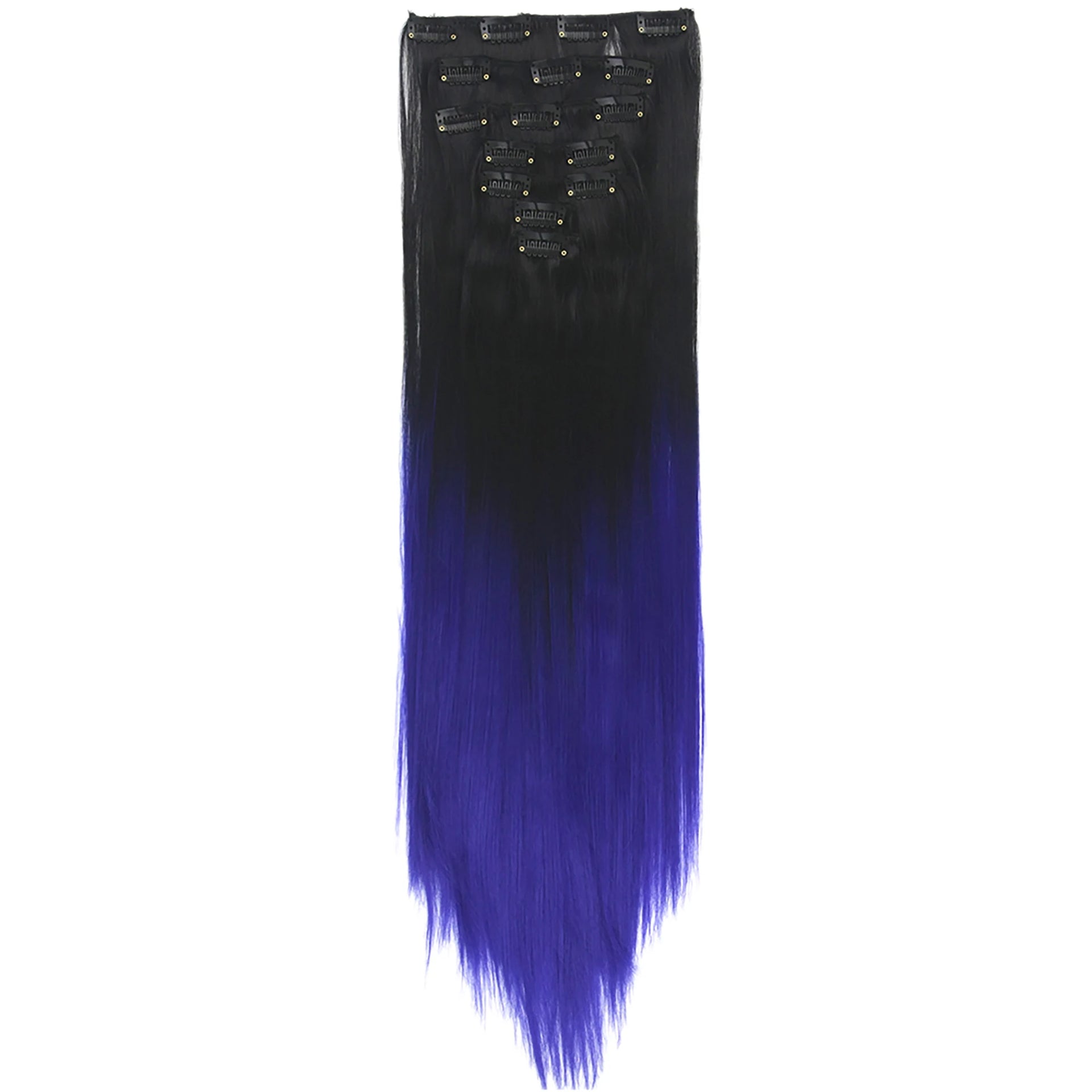 Soowee Straight Black To Pink Ombre Hair Pieces Synthetic Clip in Hair Extensions Rainbow Extension Cheveux Clip Naturel