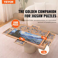 VEVOR 1000 Piece Puzzle Board 23"x22" Wooden Jigsaw Puzzle Table with Covers and 6 Storage Drawers for Adults and Kids