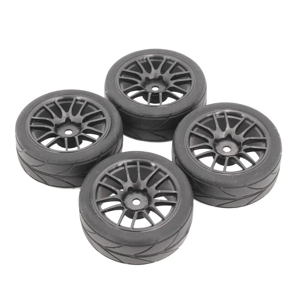 4PCS 65mm 1/10 Rubber Tire RC Racing Car Tires On Road Wheel Rim For HSP HPI RC Car Part Diameter 65mm Tires 94123-94122 CS XIS