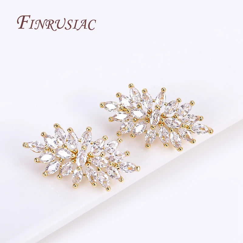 18K Real Gold Plated Full Zircon Rhinestone Luxury Pearl Clasps Fastener,Flower Clasp For DIY Pearl Necklace