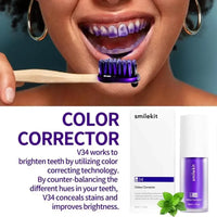 30ml V34 SmileKit Dentifrice Violet Élimine le Tartre Nettoyage Hygiène Bucco-Dentaire Haleine Fraîche Produits de Soin des Dents