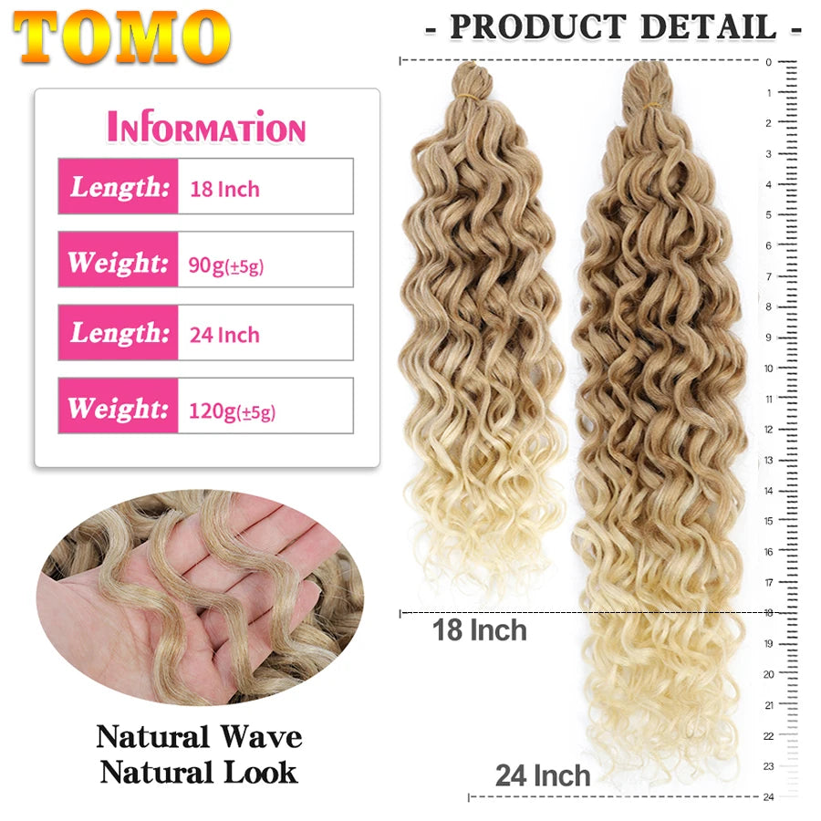 TOMO Hawaii Océan Vague Crochet Cheveux Naturel Noir Océan Vague Tresses Cheveux Synthétiques Crochet Tressage Extensions De Cheveux