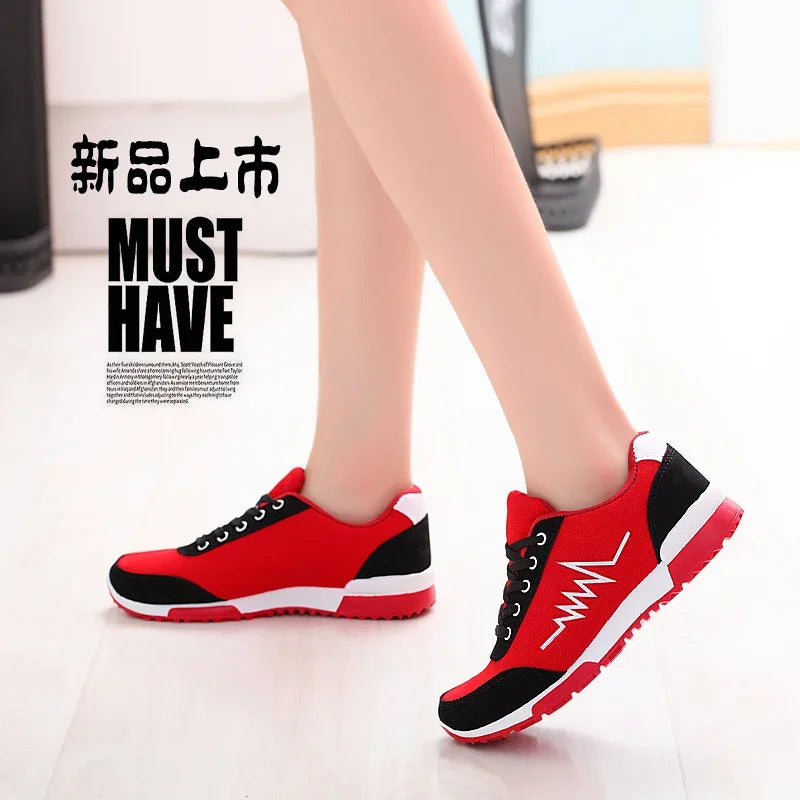 Wedge Shoes Woman New Mesh Women Shoes Luxury Designers Lace-Up Red Black Women Sneakers Casual Chaussures Femme Basket Femme