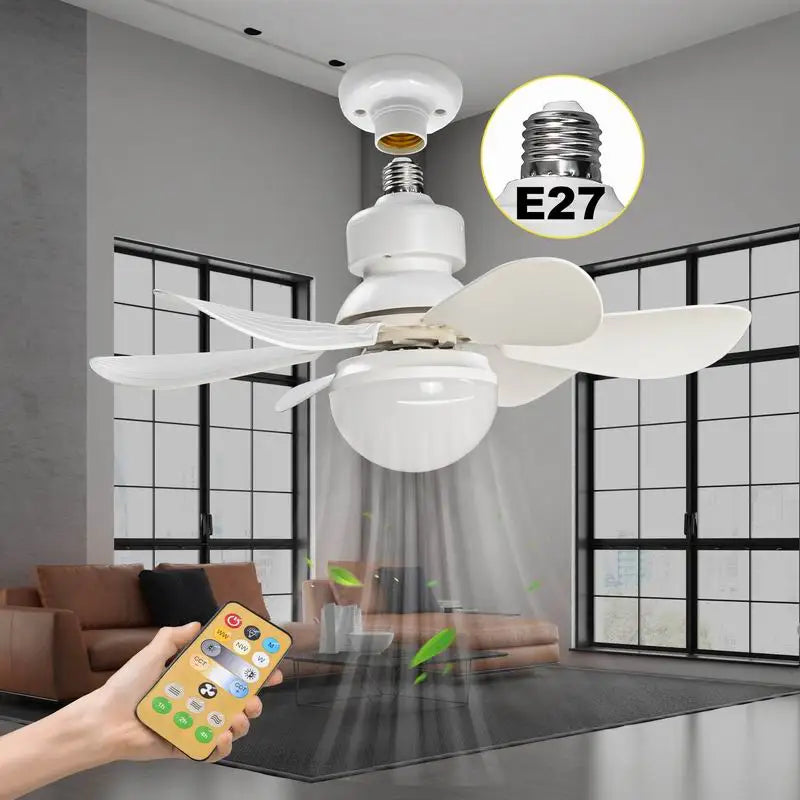 Socket Fan Lamp 30W/40W E27 Base Wireless Remote Control LED Ceiling Fan Replacement for Bedroom Living Room Kitchen Balcony