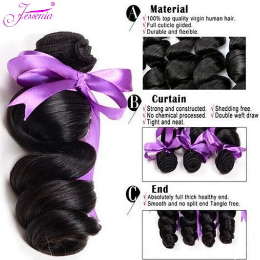 Vague Lâche Tissage Cheveux Humains 12A Bundles de Cheveux Humains Indiens Humides et Ondulés Offres de 4 Bundles pour Femmes Noires