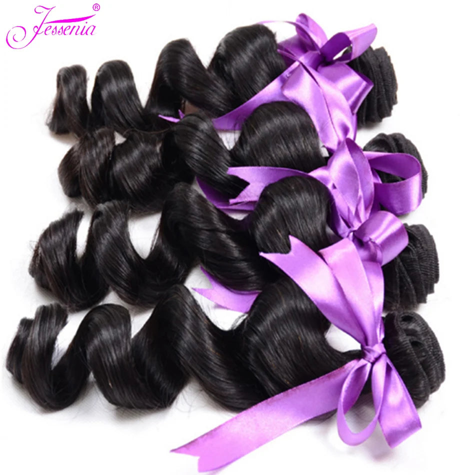 Vague Lâche Tissage Cheveux Humains 12A Bundles de Cheveux Humains Indiens Humides et Ondulés Offres de 4 Bundles pour Femmes Noires