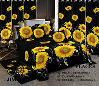 African Style 3d printed plant flower 6PCS 100% Polyester Curtain bedding Set - SAKLIC