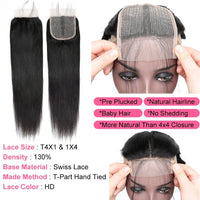 Aircabin Body HD Transparent Human Hair T Part Lace Closure Only 4x4x1 Inch Middle Part Bresilienne Closure Cheveux Humain Hair - SAKLIC