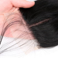 Aircabin Body HD Transparent Human Hair T Part Lace Closure Only 4x4x1 Inch Middle Part Bresilienne Closure Cheveux Humain Hair - SAKLIC