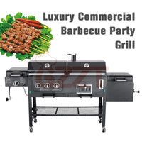 American Outdoor Garden Large Gas And Charcoal Grill Combo Smokeless Barbecue Bbq Commercial Grill Trolley With Smoker Oven - SAKLIC