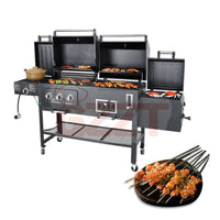 American Outdoor Garden Large Gas And Charcoal Grill Combo Smokeless Barbecue Bbq Commercial Grill Trolley With Smoker Oven - SAKLIC