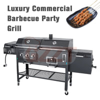 American Outdoor Garden Large Gas And Charcoal Grill Combo Smokeless Barbecue Bbq Commercial Grill Trolley With Smoker Oven - SAKLIC