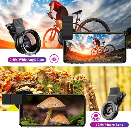 APEXEL Professional Phone camera lens 12.5x Macro Camera Photo HD 0.45x Super Wide Angle Lens For Samsung iPhone all smartphones - SAKLIC