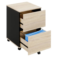 BESTIER 2 Drawer Mobile File Cabinet with File Holders Wood Rolling Filing Cabinet for A4/Letter Size Under Desk For Office - SAKLIC