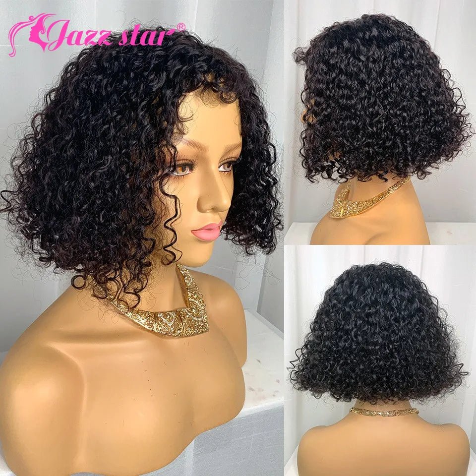 Brazilian Curly Human Hair Wig Bob Lace Front Wig 13x4 Lace Front Human Hair Wigs Pre plucked Non - Remy Perruque Cheveux Humain - SAKLIC