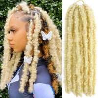 Butterfly Locs Crochet Braids Hair Distressed Boho Faux Locs Hair Braiding Extensions Dread Locks cheveux for Women and Girls - SAKLIC