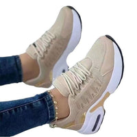 Casual sports shoes for women with flying woven wedge heels, round toe lace - up mesh breathable women's shoes - SAKLIC