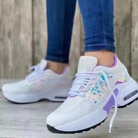 Casual sports shoes for women with flying woven wedge heels, round toe lace - up mesh breathable women's shoes - SAKLIC