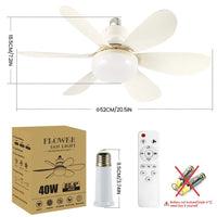 Ceiling Fan with Light E27 Socket Fans with Lights Remote Control for Dimming Fans for Room Ceiling Fan Lamp Home Use, 85 - 265V - Tkbeel