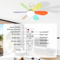 Ceiling Fan with Light E27 Socket Fans with Lights Remote Control for Dimming Fans for Room Ceiling Fan Lamp Home Use, 85 - 265V - Tkbeel