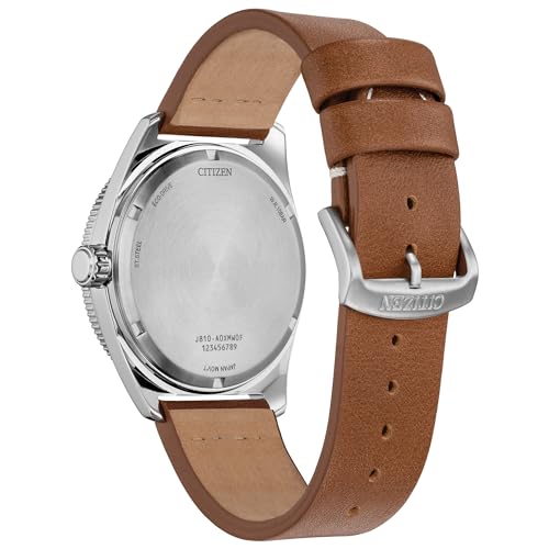 Citizen Eco - Drive Men's Sport Casual Brycen Brown Leather Strap with Blue Dial, 3 - Hand Date, Luminous, 43mm - SAKLIC