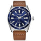 Citizen Eco - Drive Men's Sport Casual Brycen Brown Leather Strap with Blue Dial, 3 - Hand Date, Luminous, 43mm - SAKLIC