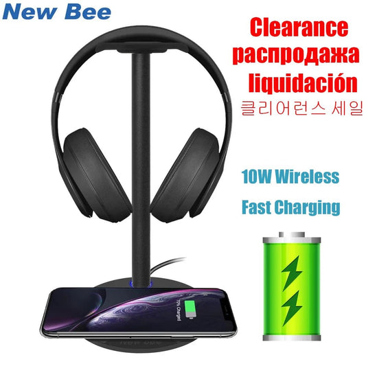 Clearance New Bee Z4 Fast Wireless Charging Headphone Stand 5W/7.5W/10W Speed Headset For iPhone 14 13 pro iWatch 8 7 - SAKLIC