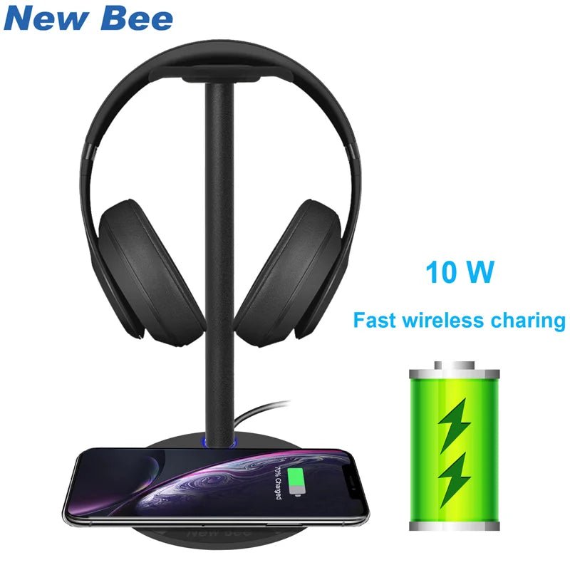 Clearance New Bee Z4 Fast Wireless Charging Headphone Stand 5W/7.5W/10W Speed Headset For iPhone 14 13 pro iWatch 8 7 - SAKLIC