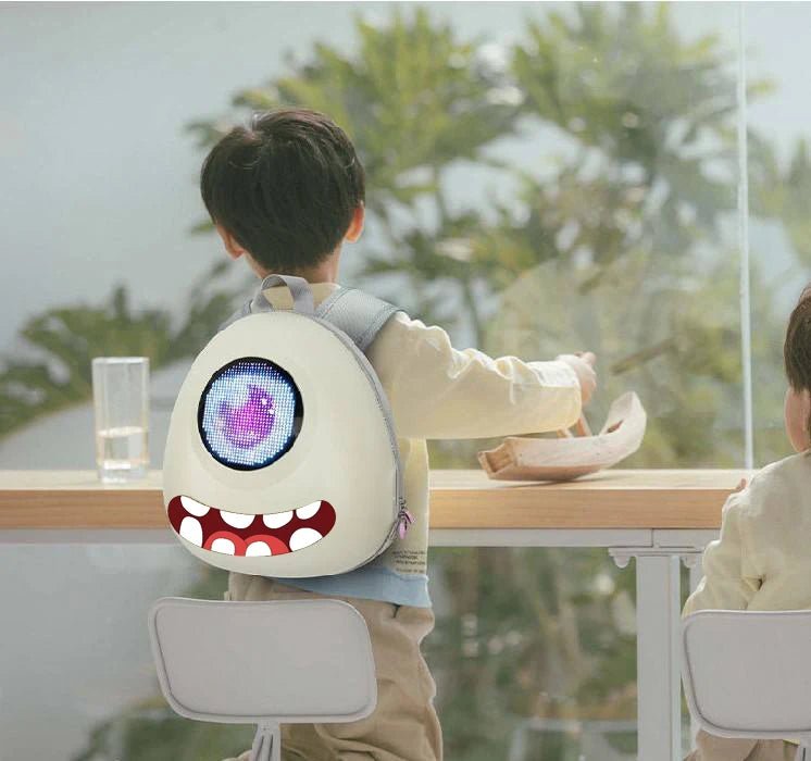 Crelander Kids School Bag With Led Screen 3D Cartoon Cute Small Monster Design Waterproof LED Kids Backpack - SAKLIC