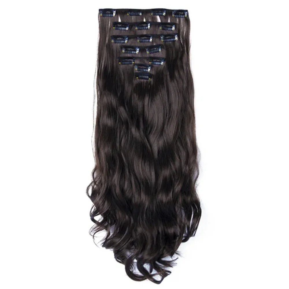 Curly Synthetic Black To Blue Clip in Hair Extensions Full Head Ombre Hair Pieces Extension Cheveux Clip Naturel - SAKLIC