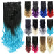 Curly Synthetic Black To Blue Clip in Hair Extensions Full Head Ombre Hair Pieces Extension Cheveux Clip Naturel - SAKLIC