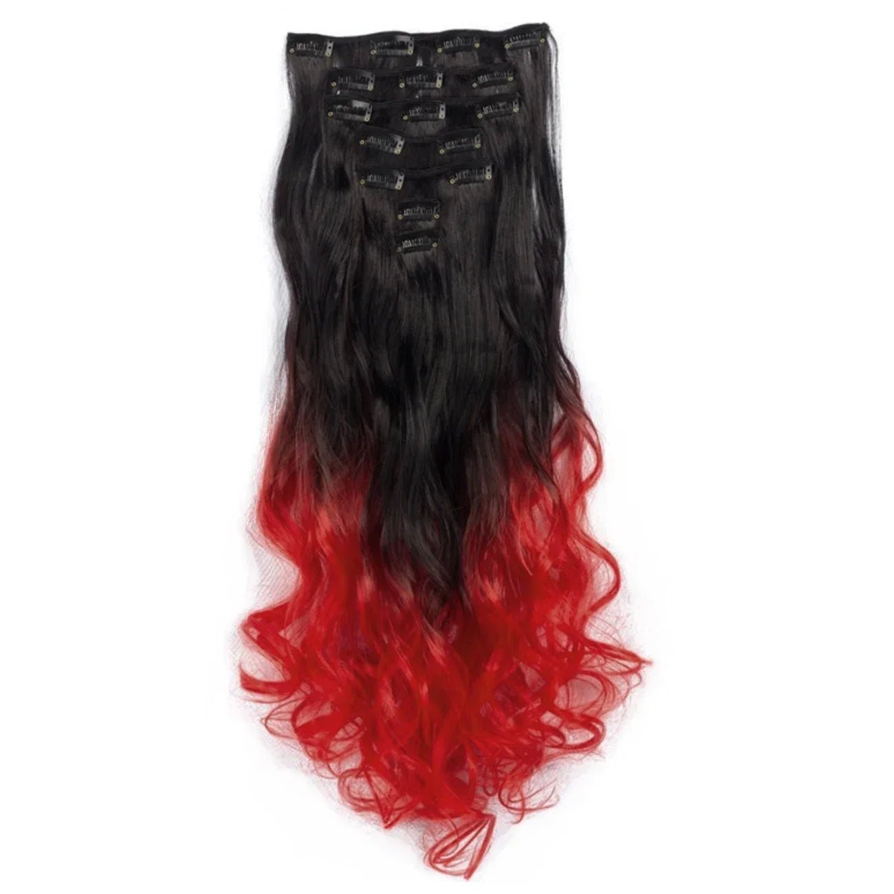 Curly Synthetic Black To Blue Clip in Hair Extensions Full Head Ombre Hair Pieces Extension Cheveux Clip Naturel - SAKLIC