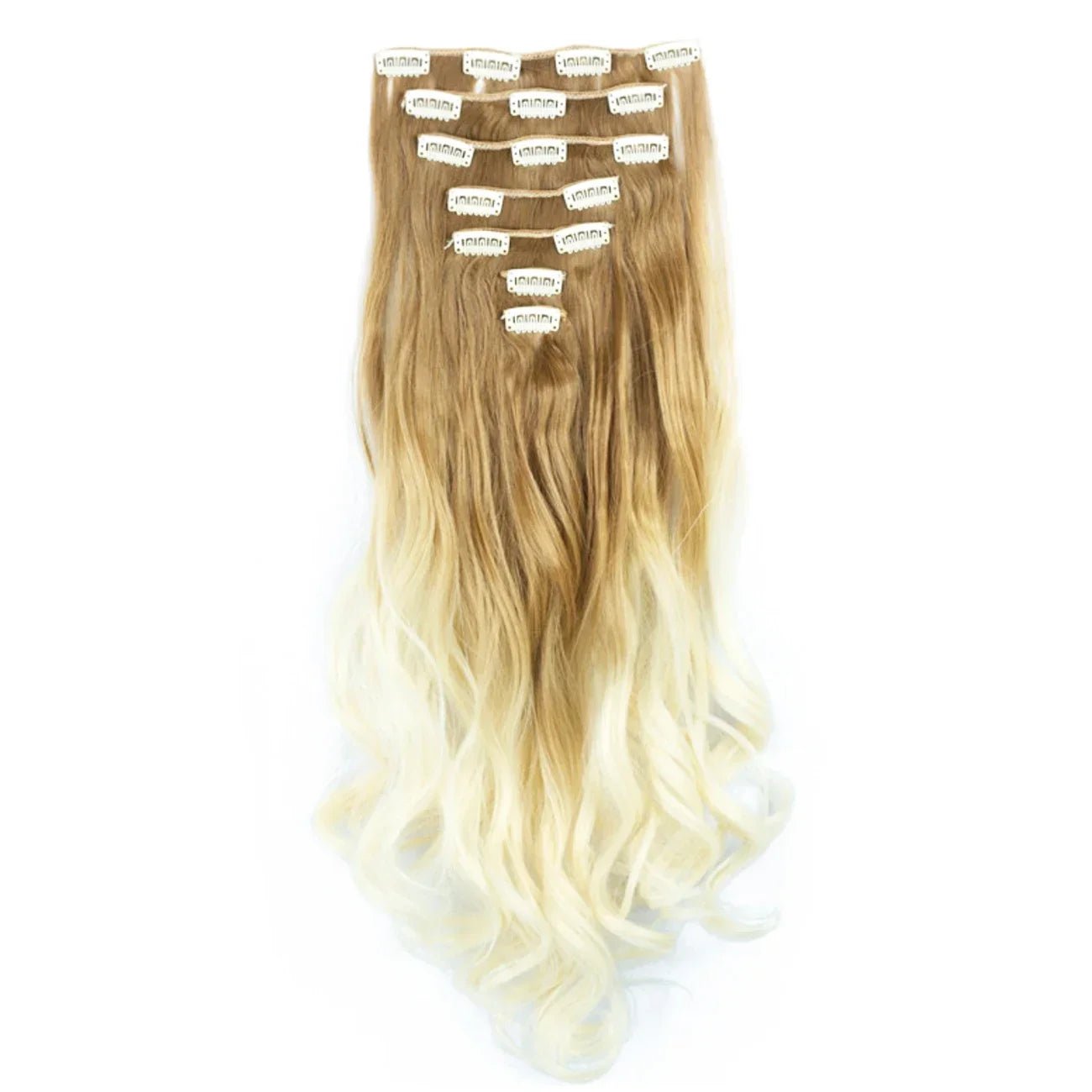 Curly Synthetic Black To Blue Clip in Hair Extensions Full Head Ombre Hair Pieces Extension Cheveux Clip Naturel - SAKLIC