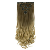 Curly Synthetic Black To Blue Clip in Hair Extensions Full Head Ombre Hair Pieces Extension Cheveux Clip Naturel - SAKLIC