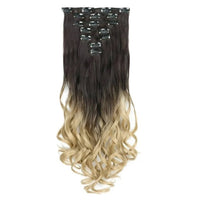 Curly Synthetic Black To Blue Clip in Hair Extensions Full Head Ombre Hair Pieces Extension Cheveux Clip Naturel - SAKLIC