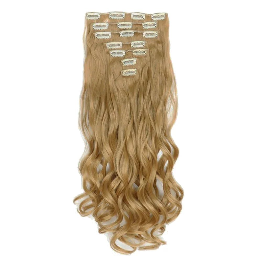 Curly Synthetic Black To Blue Clip in Hair Extensions Full Head Ombre Hair Pieces Extension Cheveux Clip Naturel - SAKLIC