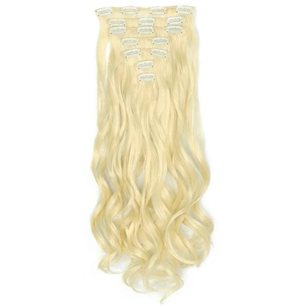 Curly Synthetic Black To Blue Clip in Hair Extensions Full Head Ombre Hair Pieces Extension Cheveux Clip Naturel - SAKLIC