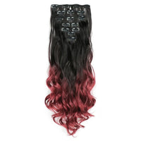 Curly Synthetic Black To Blue Clip in Hair Extensions Full Head Ombre Hair Pieces Extension Cheveux Clip Naturel - SAKLIC