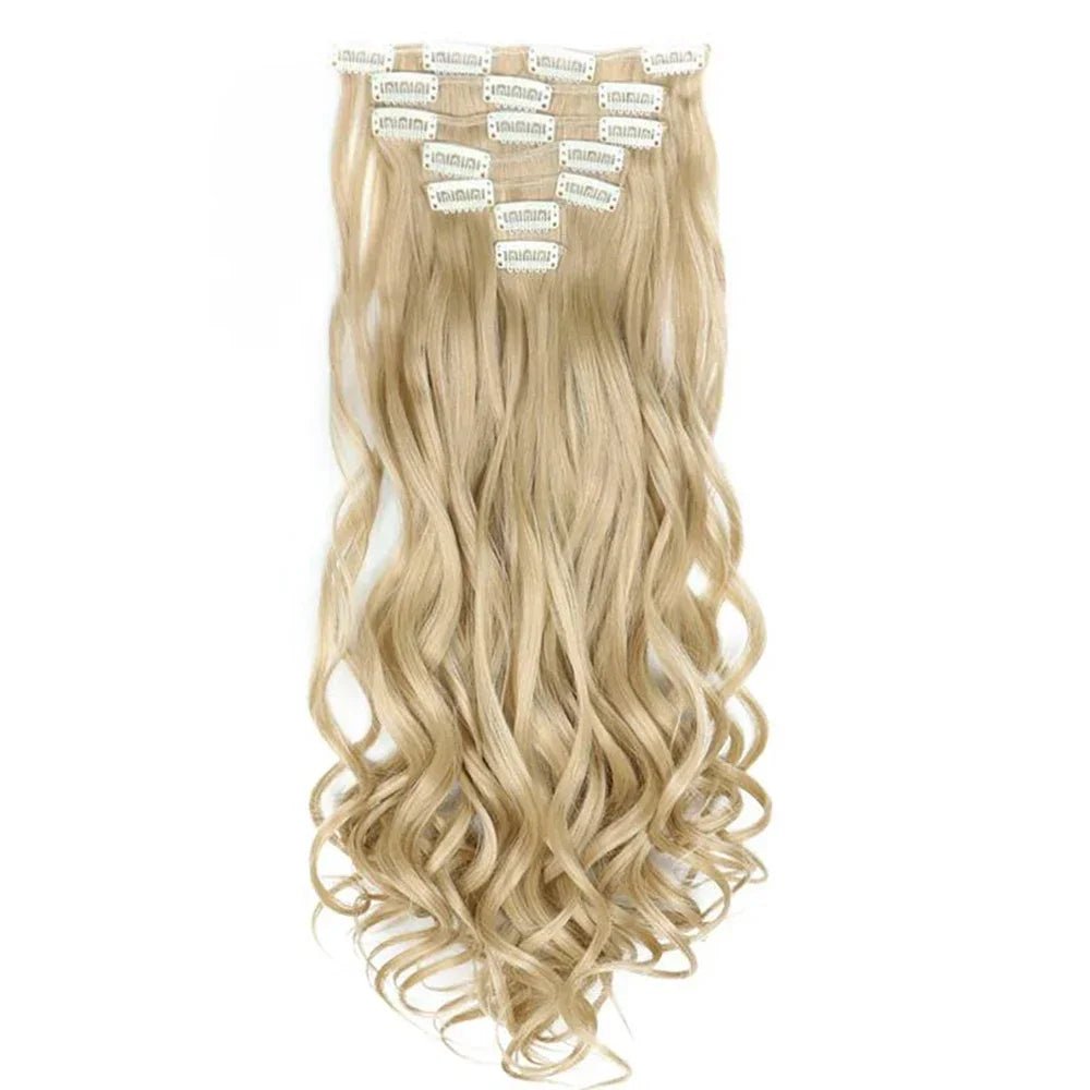 Curly Synthetic Black To Blue Clip in Hair Extensions Full Head Ombre Hair Pieces Extension Cheveux Clip Naturel - SAKLIC