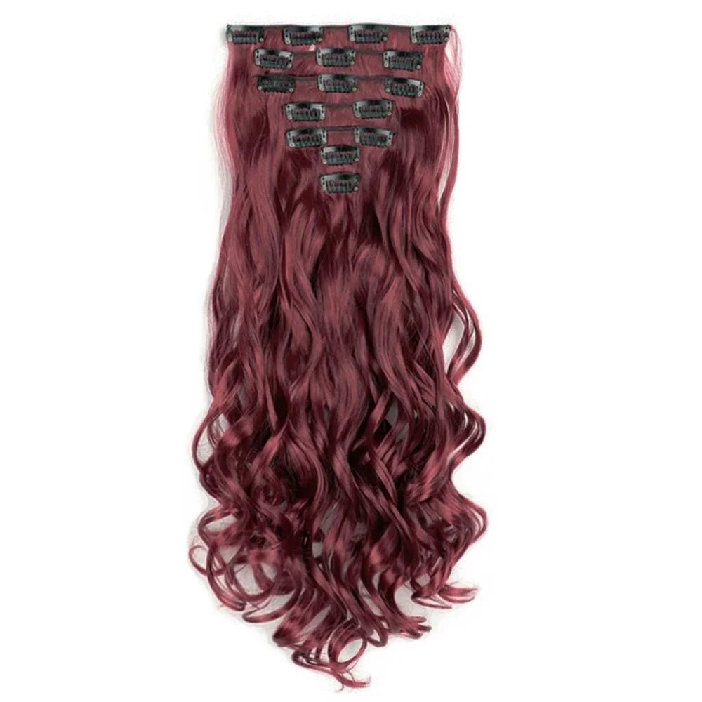 Curly Synthetic Black To Blue Clip in Hair Extensions Full Head Ombre Hair Pieces Extension Cheveux Clip Naturel - SAKLIC