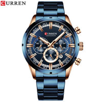 CURREN 8355 Factory Direct New Fashion Watches Reloj Relogio Silver Dials Chronograph Water Resistant Stainless Steel Band Watch - SAKLIC