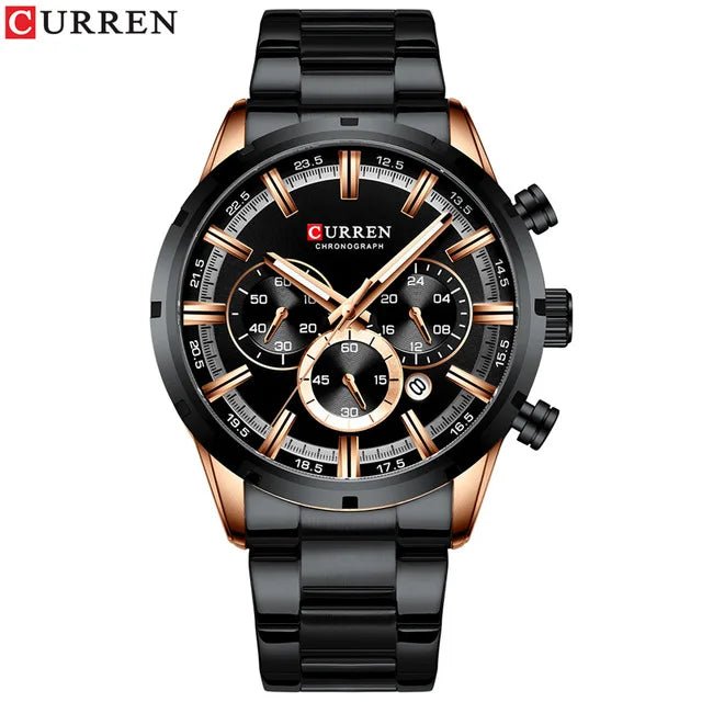 CURREN 8355 Factory Direct New Fashion Watches Reloj Relogio Silver Dials Chronograph Water Resistant Stainless Steel Band Watch - SAKLIC