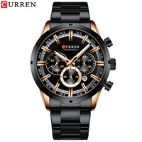 CURREN 8355 Factory Direct New Fashion Watches Reloj Relogio Silver Dials Chronograph Water Resistant Stainless Steel Band Watch - SAKLIC