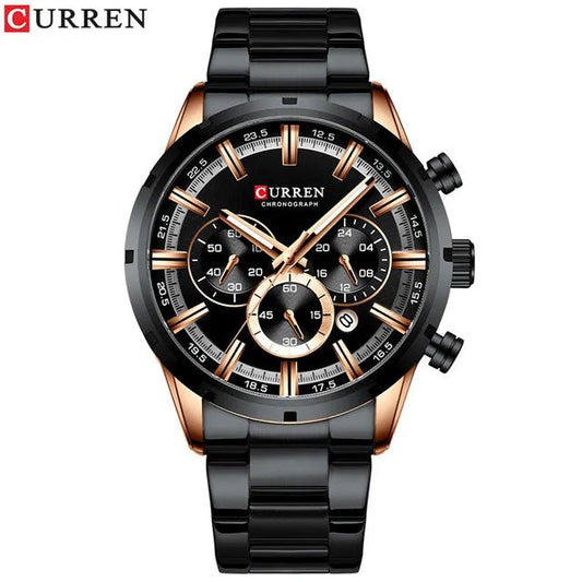 CURREN 8355 Factory Direct New Fashion Watches Reloj Relogio Silver Dials Chronograph Water Resistant Stainless Steel Band Watch - SAKLIC