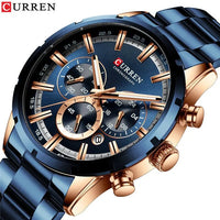 CURREN 8355 Factory Direct New Fashion Watches Reloj Relogio Silver Dials Chronograph Water Resistant Stainless Steel Band Watch - SAKLIC