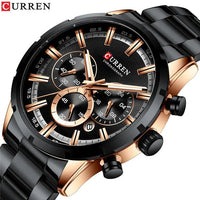 CURREN 8355 Factory Direct New Fashion Watches Reloj Relogio Silver Dials Chronograph Water Resistant Stainless Steel Band Watch - SAKLIC