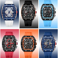 CURREN 8442 Sports Unique Rectangular Watches Large Dial Casual Quartz Silicone Bands Auto Date Business Wristwatches For Men - SAKLIC