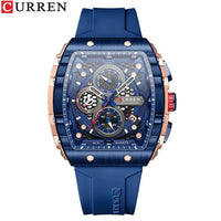 CURREN 8442 Sports Unique Rectangular Watches Large Dial Casual Quartz Silicone Bands Auto Date Business Wristwatches For Men - SAKLIC